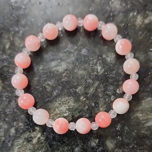 Handmade Pink Jade Beaded Bracelet